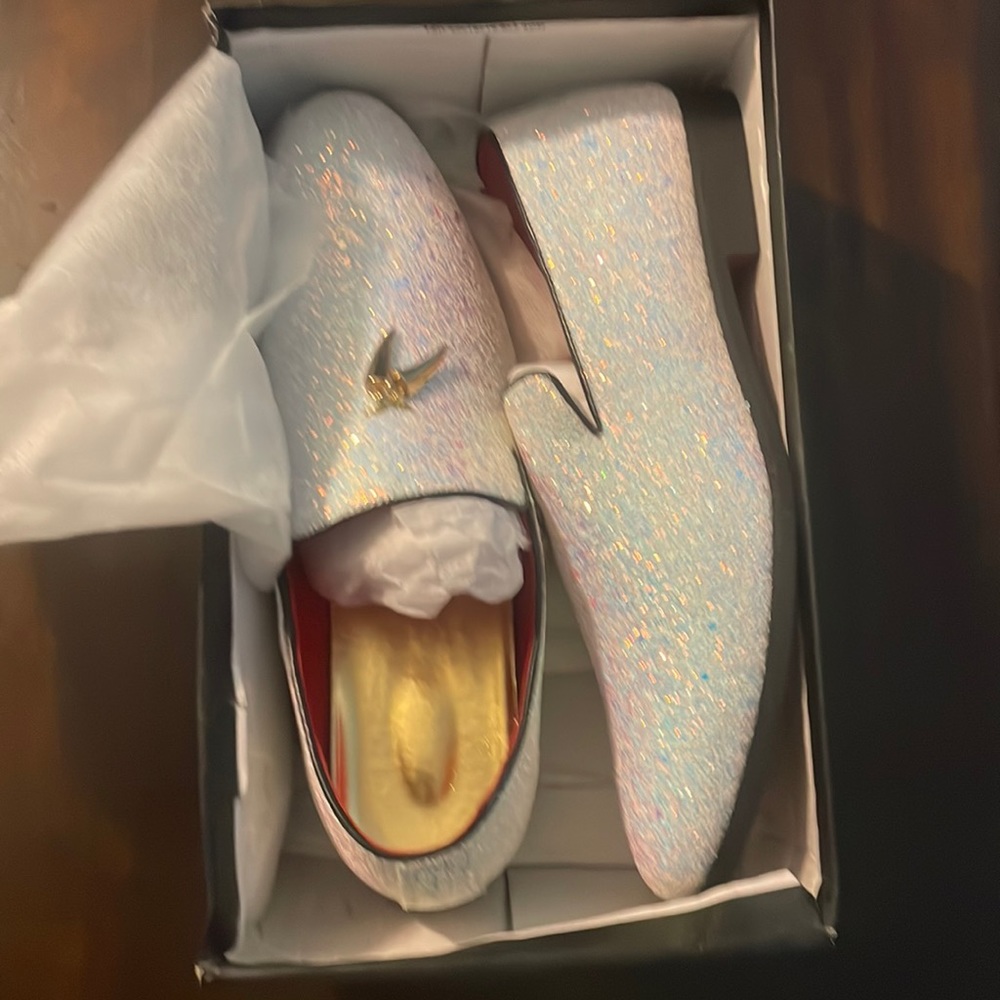 White Iridescent Loafers